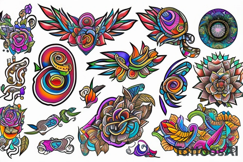 colorful that has to do with abundance, consciousness, meditation tattoo idea