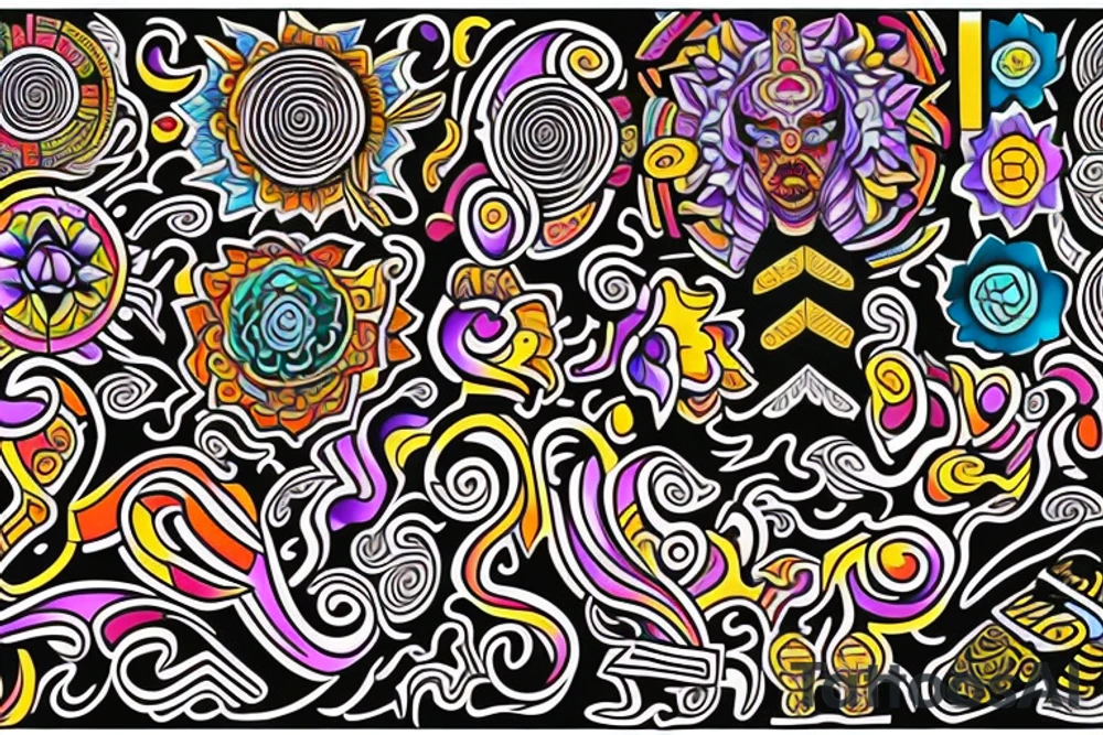 colorful that has to do with buda, consciousness, meditation, mind tattoo idea