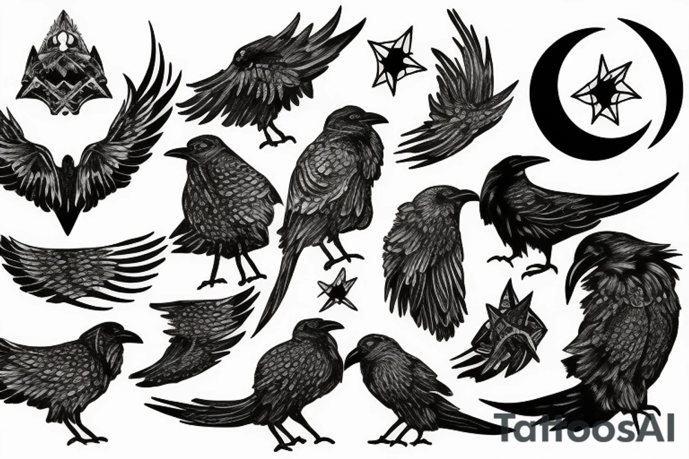 raven moon night tattoo idea