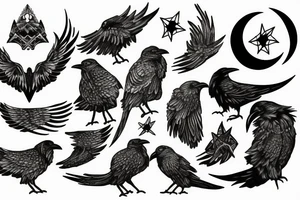 raven moon night tattoo idea