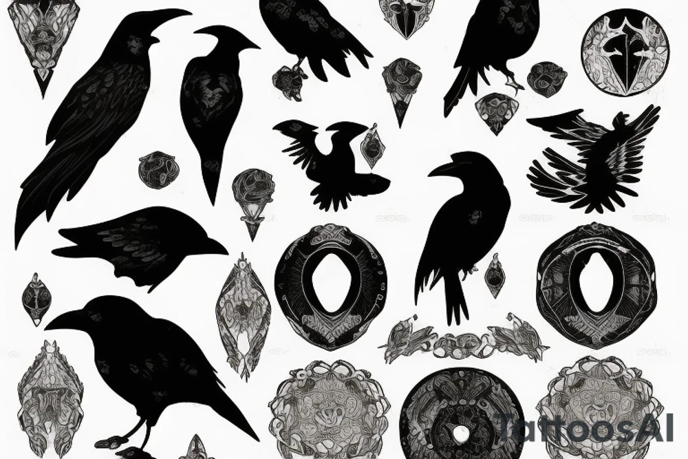 raven moon night tattoo idea