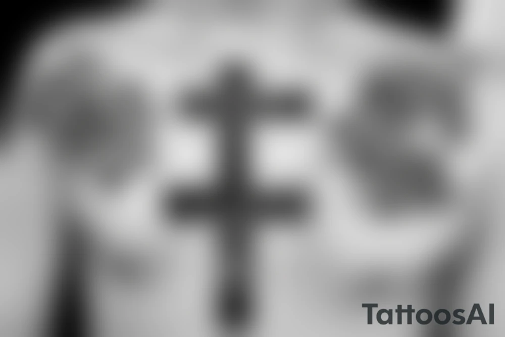 Christian Cross with roses and scripture tattoo idea
