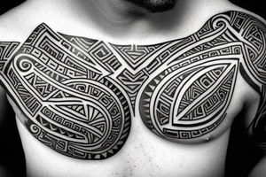 Maori on chest, shoulders and arms tattoo idea