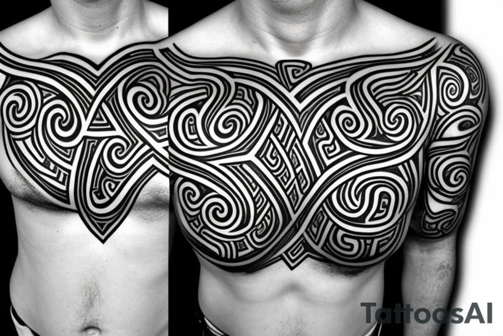 Maori, chest and arm tattoo idea
