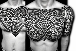 Maori, chest and arm tattoo idea