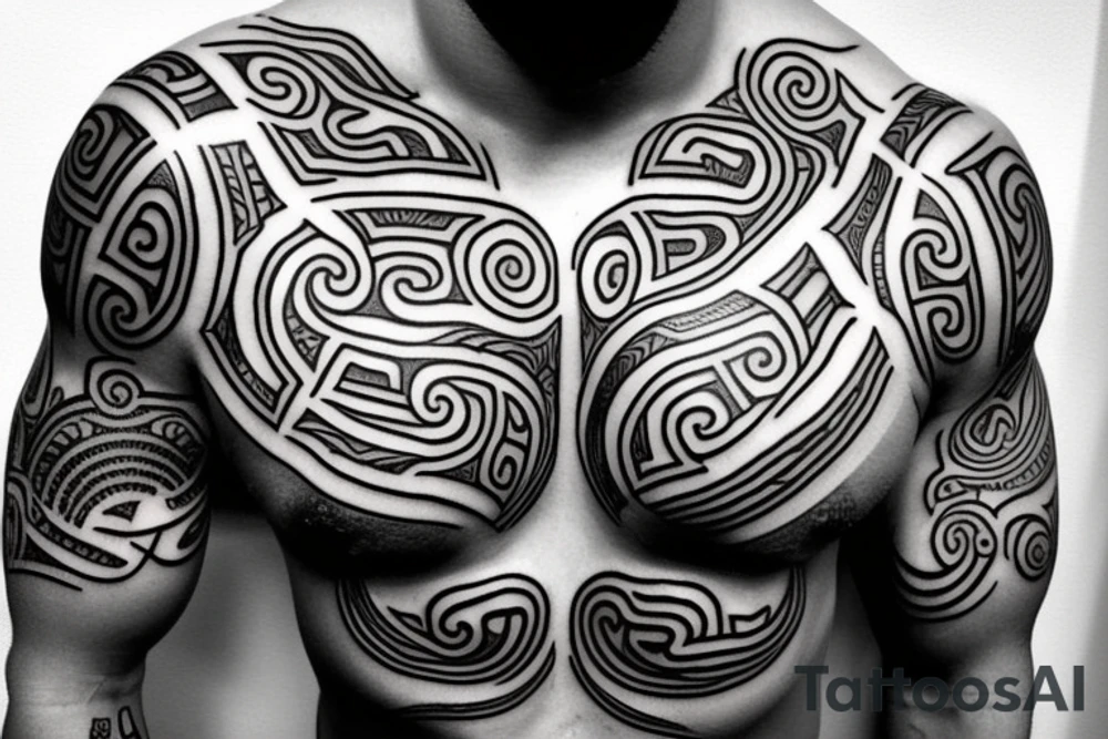 Maori, chest and arm tattoo idea