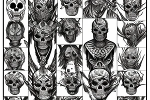 Demonic mutant skeleton in shiva pose tattoo idea