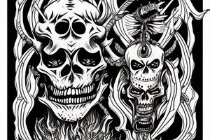 Demonic mutant skeleton in shiva pose tattoo idea