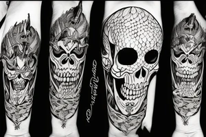 Demonic mutant skeleton in shiva pose tattoo idea