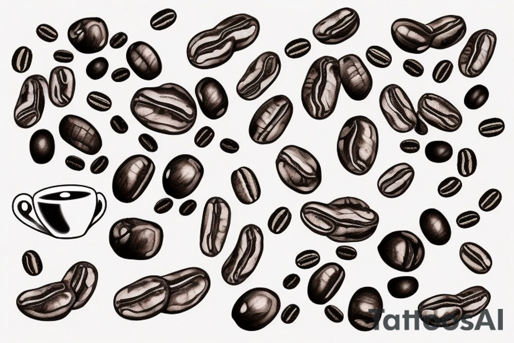 detailed coffee bean tattoo idea