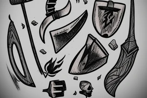 A small axe for finger tattoo. Fine lines. Detailed dyes tattoo idea