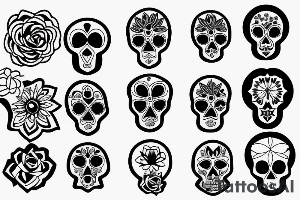 Skull sunset geometric flower self love tattoo idea