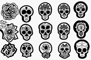 Skull sunset geometric flower self love tattoo idea