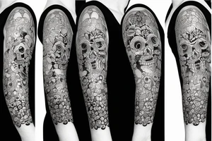Skull sunset geometric flower self love tattoo idea