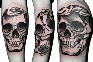 Skull sunset geometric flower self love tattoo idea