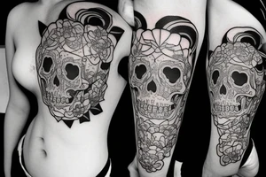 Skull sunset geometric flower self love tattoo idea