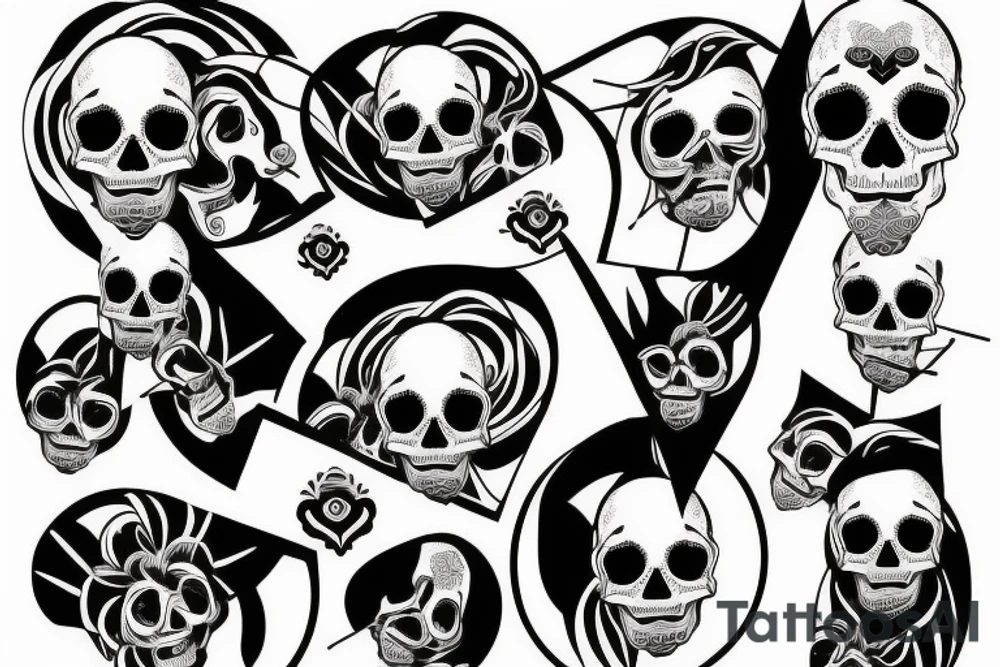 Skull sunset geometric self love tattoo idea