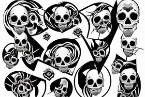 Skull sunset geometric self love tattoo idea