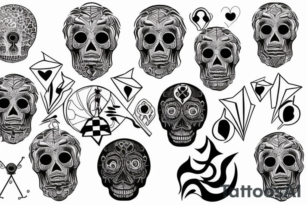Skull sunset geometric self love tattoo idea