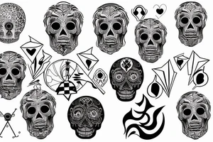 Skull sunset geometric self love tattoo idea