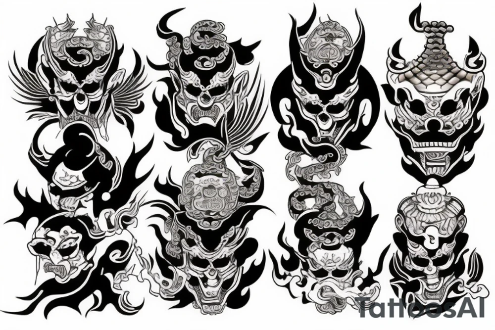 Demons Buddhist zen yakuza tattoo idea