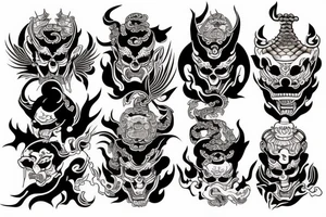 Demons Buddhist zen yakuza tattoo idea