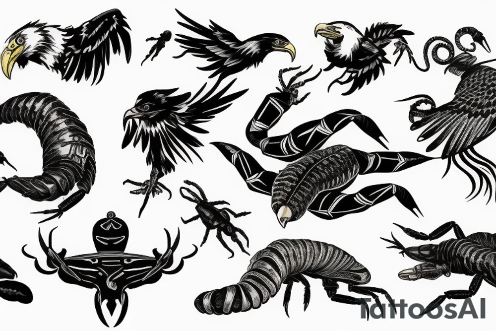 Eagle grab up a scorpion tattoo idea
