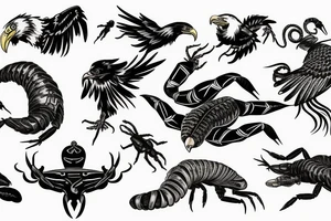 Eagle grab up a scorpion tattoo idea