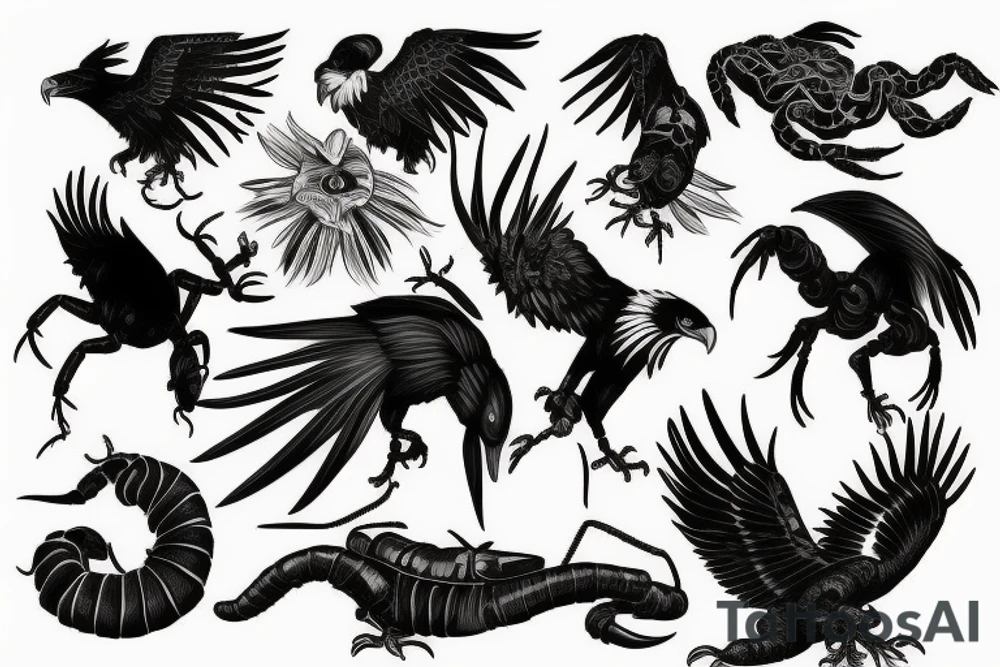 Eagle grab up a scorpion tattoo idea