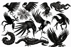 Eagle grab up a scorpion tattoo idea