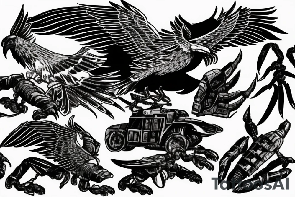 Eagle with scorpion wheeled armored personnel carrier tattoo idea