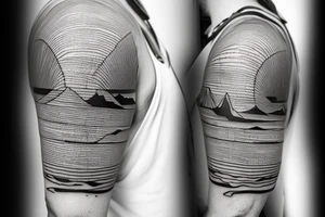 Fine line outlines of the islands in Maine as a sleeve tattoo idea