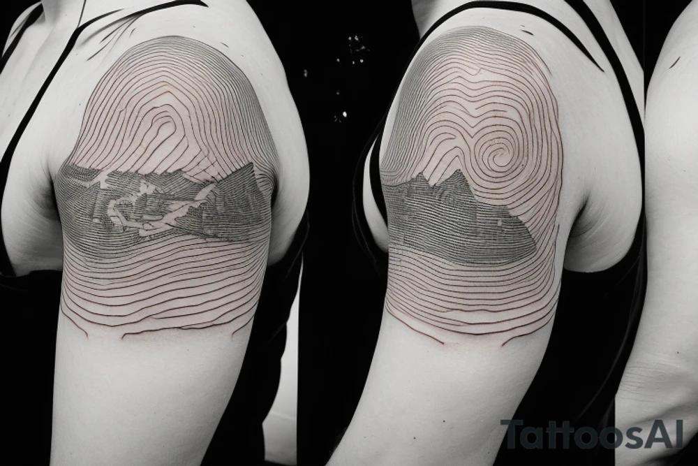 Fine line outlines of the islands in Maine as a sleeve tattoo idea