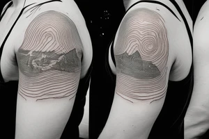 Fine line outlines of the islands in Maine as a sleeve tattoo idea