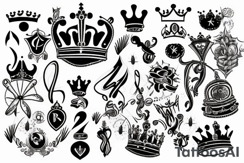 Crown with a Text underneath that says 777 tattoo idea Crown with a Text underneath that says 777 tattoo idea