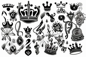 Crown with a Text underneath that says 777 tattoo idea