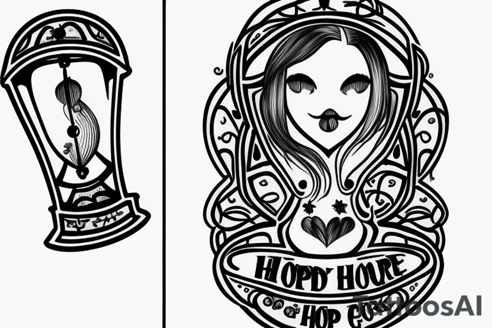 hour glass with sad face and happy on each side tattoo idea