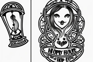 hour glass with sad face and happy on each side tattoo idea