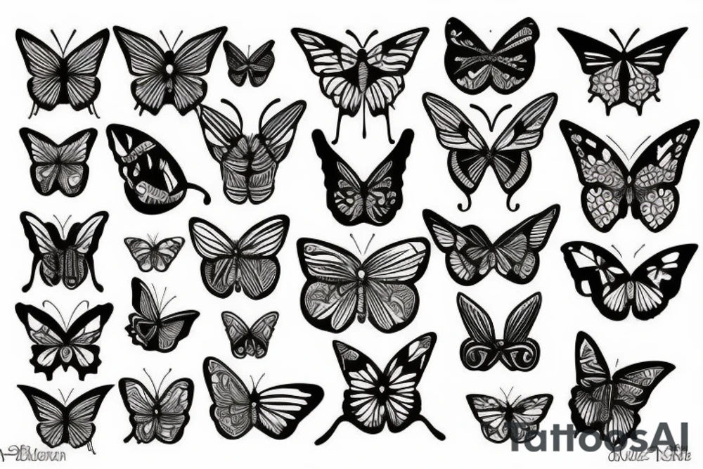 Butterfly made of bones and skulls tattoo idea