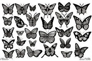 Butterfly made of bones and skulls tattoo idea