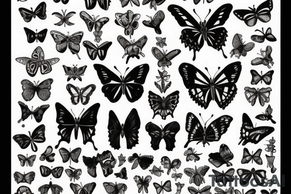 Butterfly made of bones and skulls tattoo idea