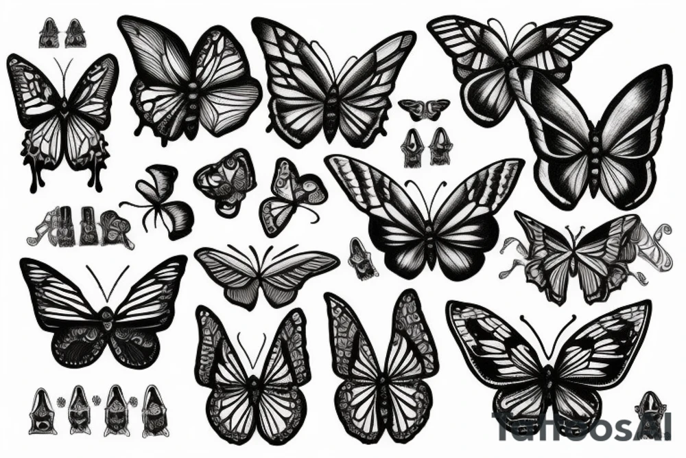 a Butterfly made of bones and skulls tattoo idea