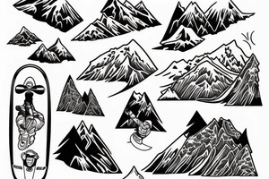 Snowboarding off mountains tattoo idea