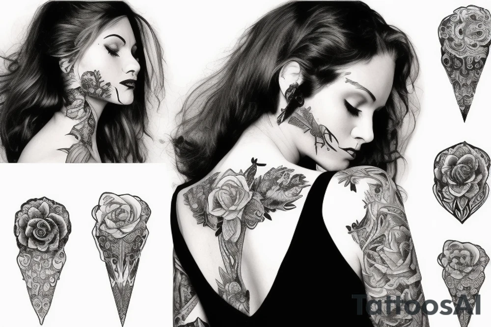 neck tatto angle woman is wispering good tattoo idea