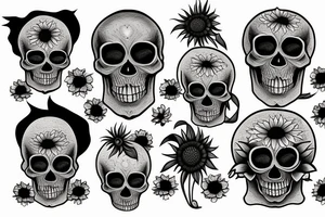 Skull and sunflower tattoo idea