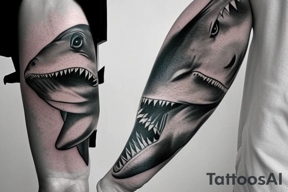 tattoo of minimalist realistic sharks tattoo idea