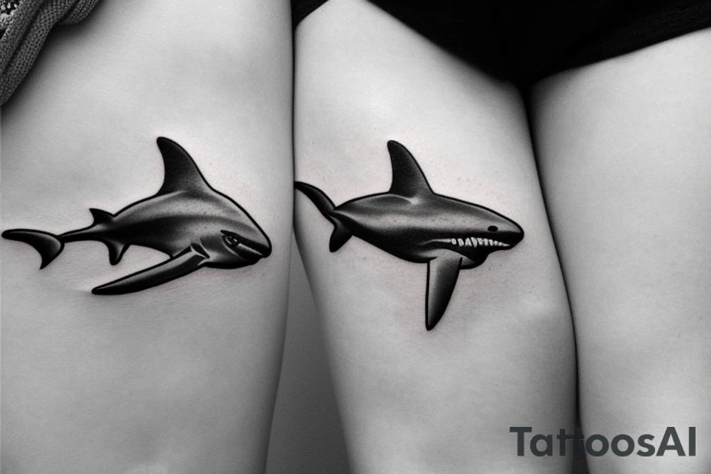 tattoo of minimalist realistic sharks tattoo idea