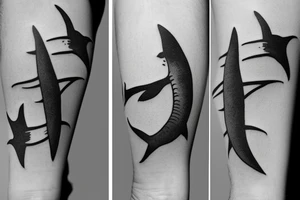 tattoo of minimalist realistic sharks tattoo idea
