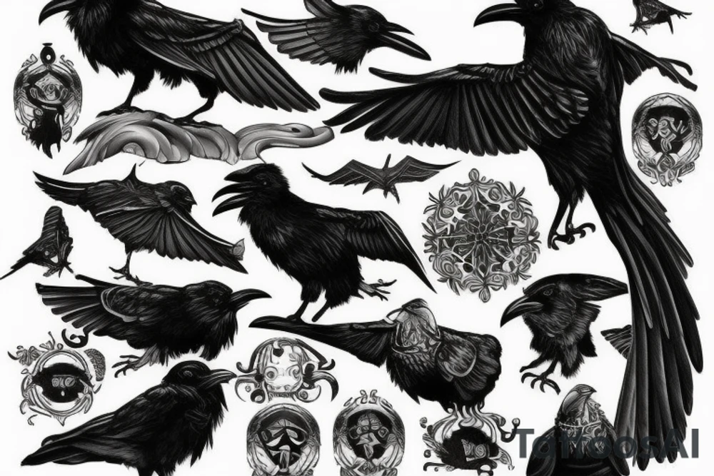 Nordic valkiria with ravens tattoo idea