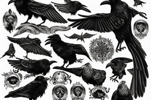 Nordic valkiria with ravens tattoo idea